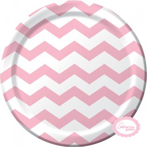 Pratos Chevron Rosa Claro